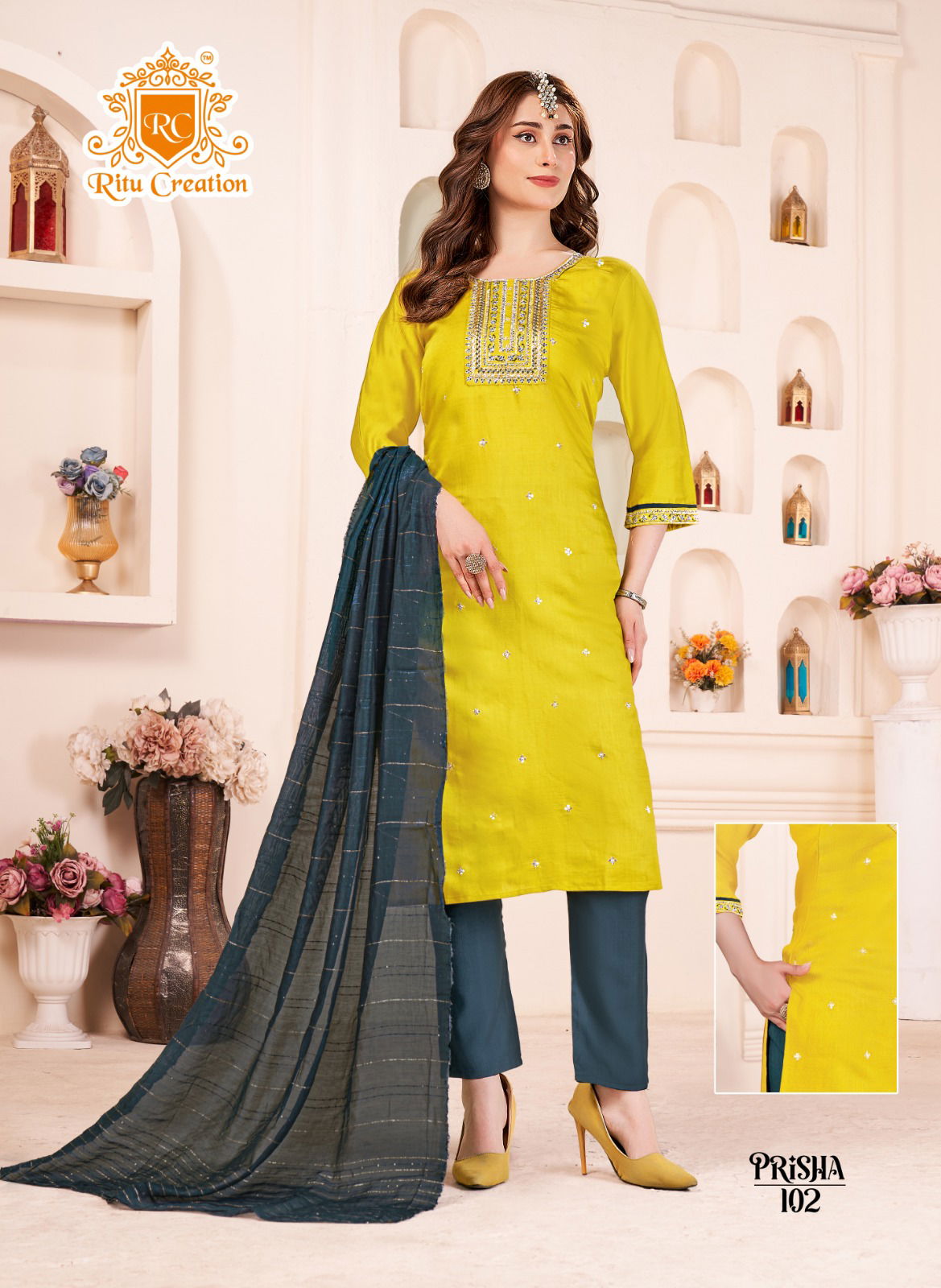 Prisha By Ritu Plain Vatican Kurti With Bottom Dupatta Exporters In India